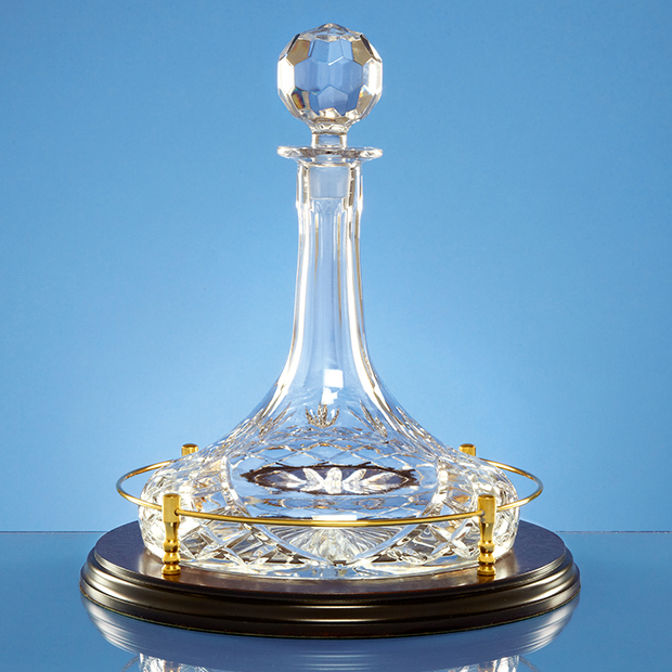 Large image for Ships Decanter in Lead Crystal on Wood Base 